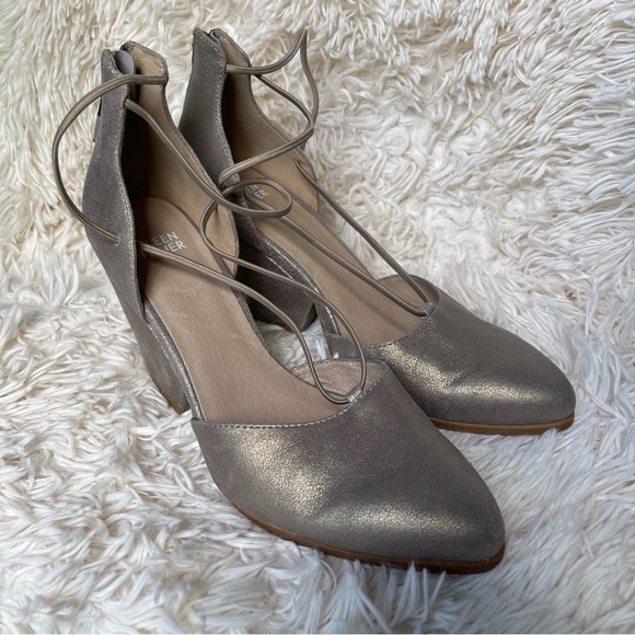 Eileen Fisher Shoes - Eileen Fisher Shoes Eileen Fisher Platinum Metallic Suede Rope Heels size 8.5